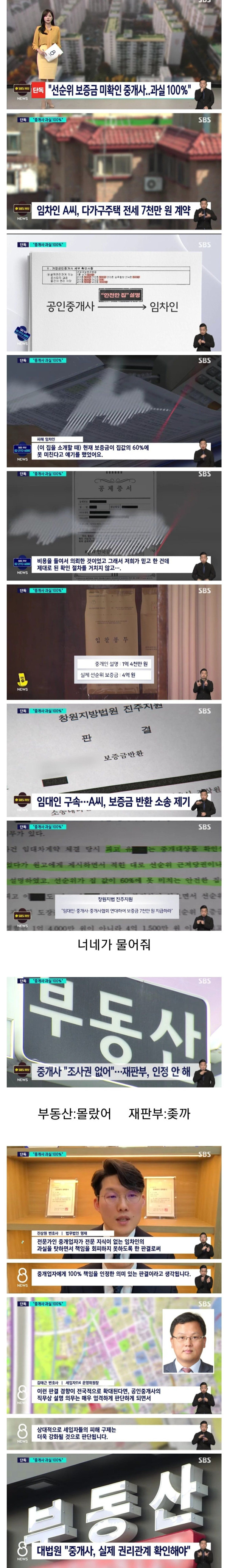 공인중개사 100퍼센트 과실 책임 인정 처벌