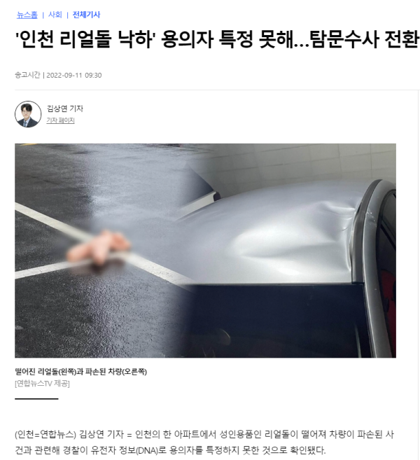 인천 리얼돌 낙하 용의자 특정 못해